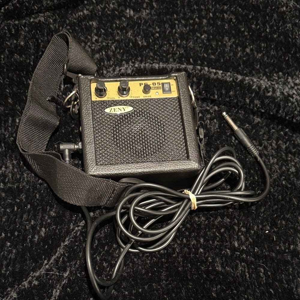 Black Portable Speaker with Gold Accents